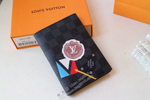 lv護照夾 M64411 櫻花護照夾 lv黑格護照套  lvqb1279